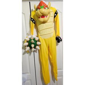 Bowser Kids Costume 10-12 Super Mario Mask Inflatable Shell Nintendo Halloween